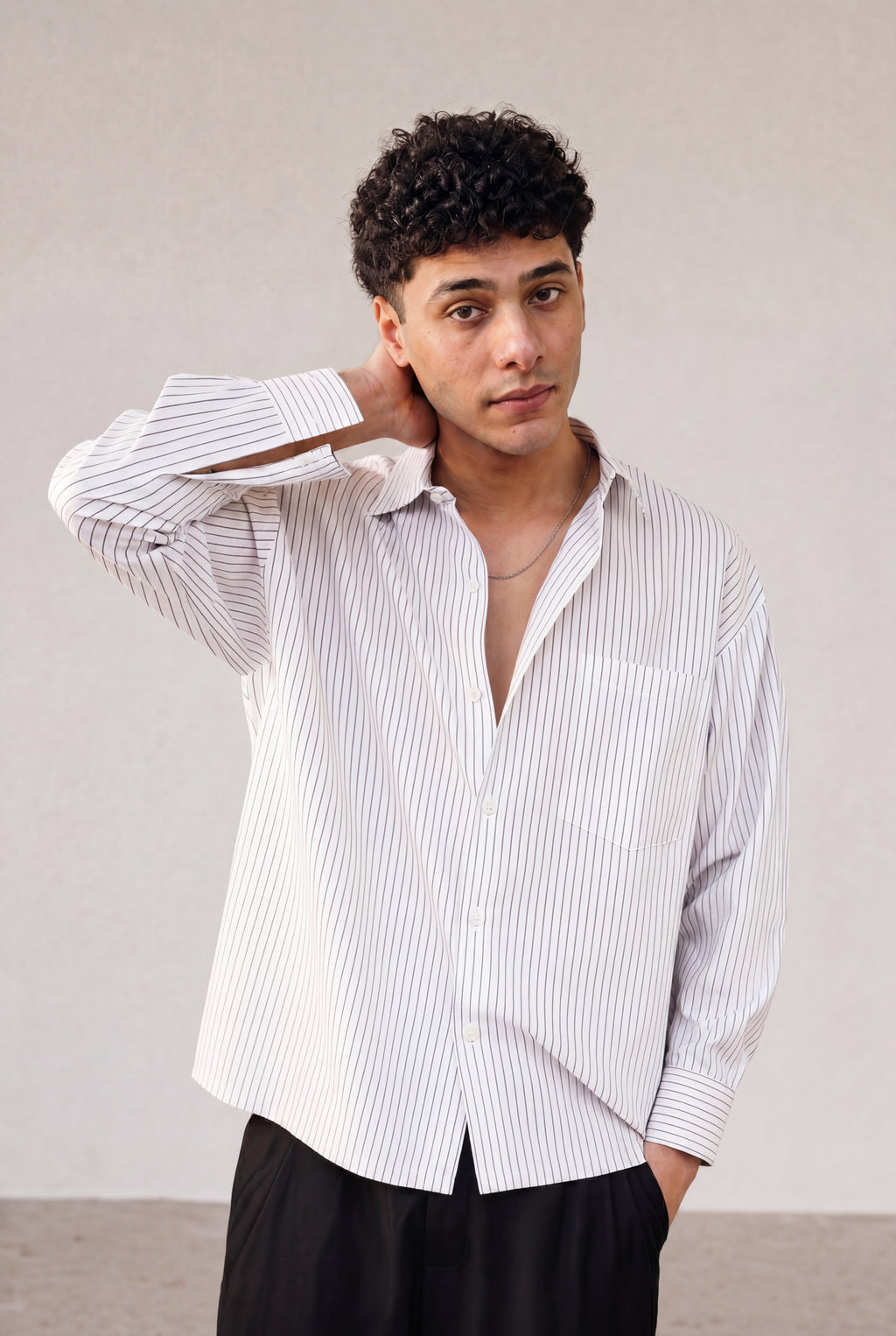Striped white shirt