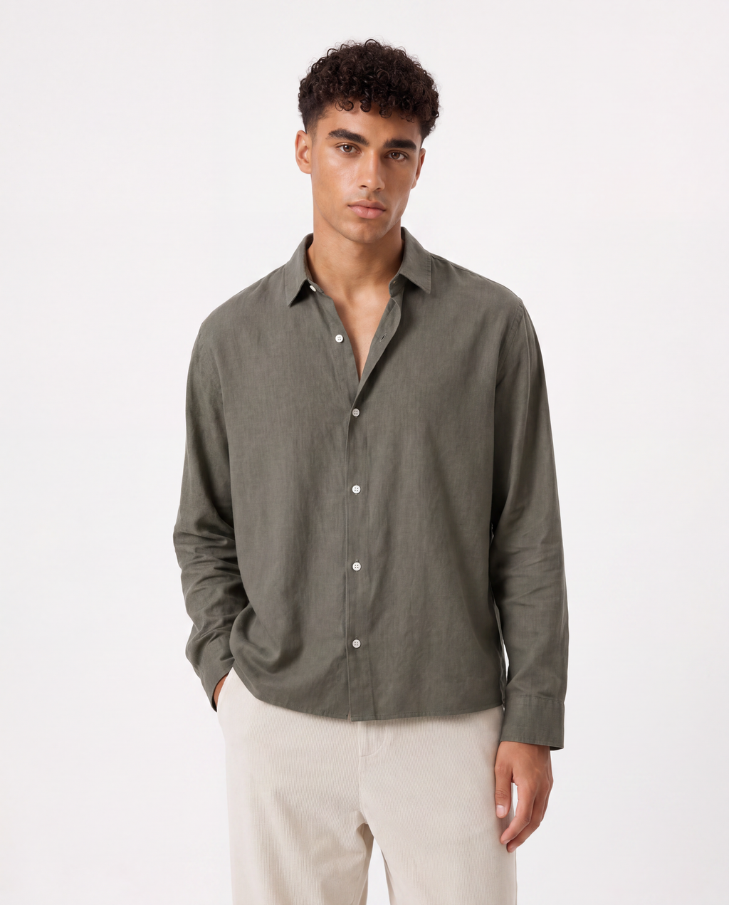 Olive linen shirt