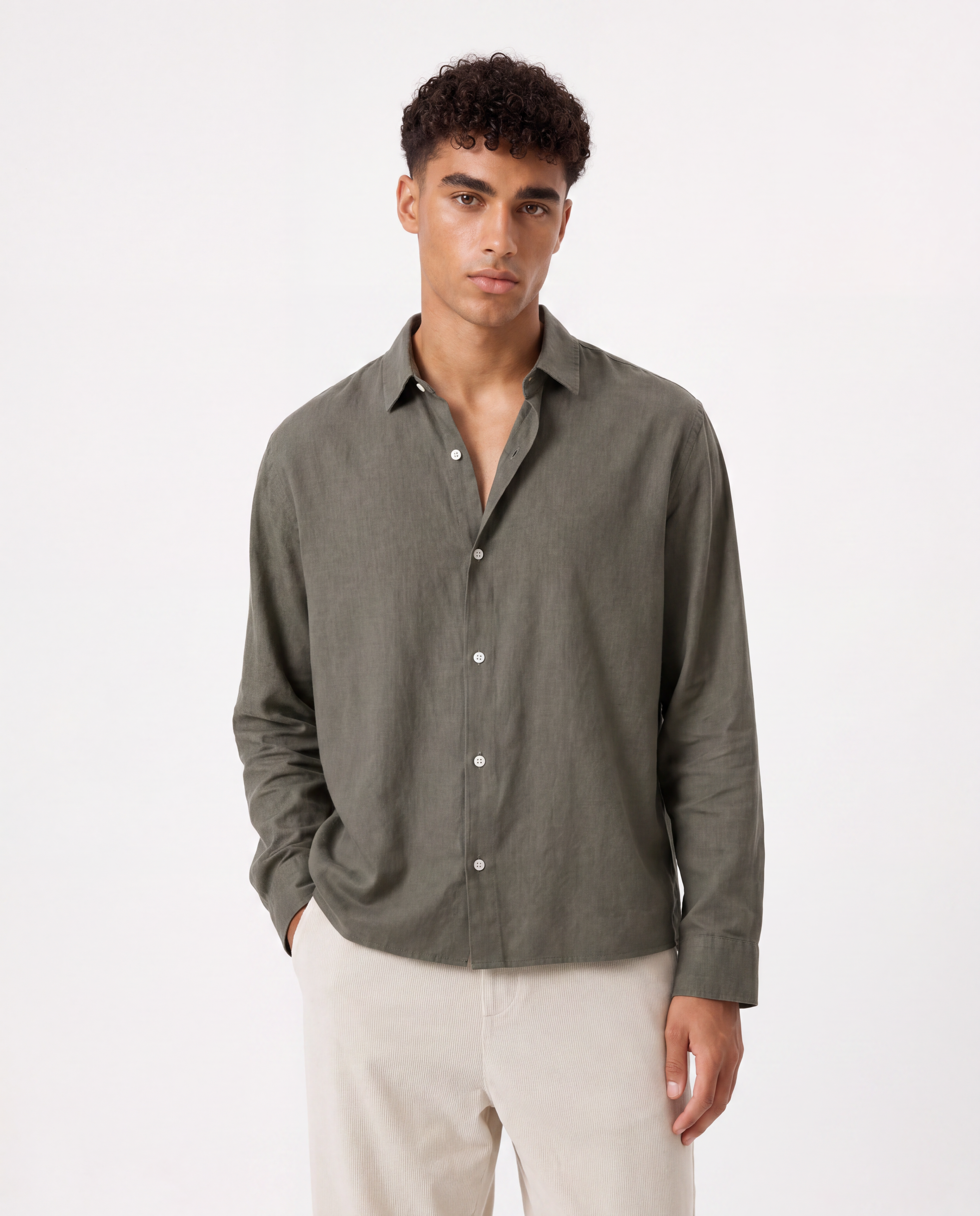 Olive linen shirt