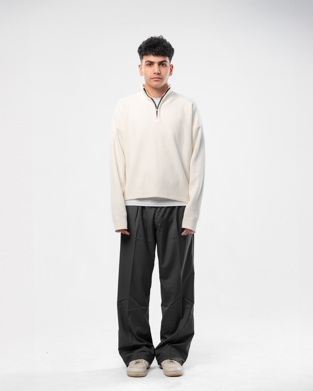 White Quarter Zip