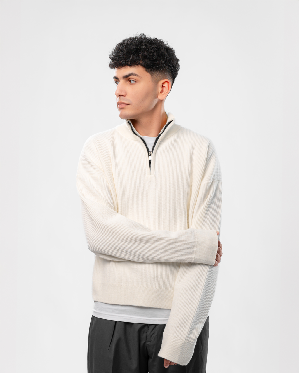 White Quarter Zip