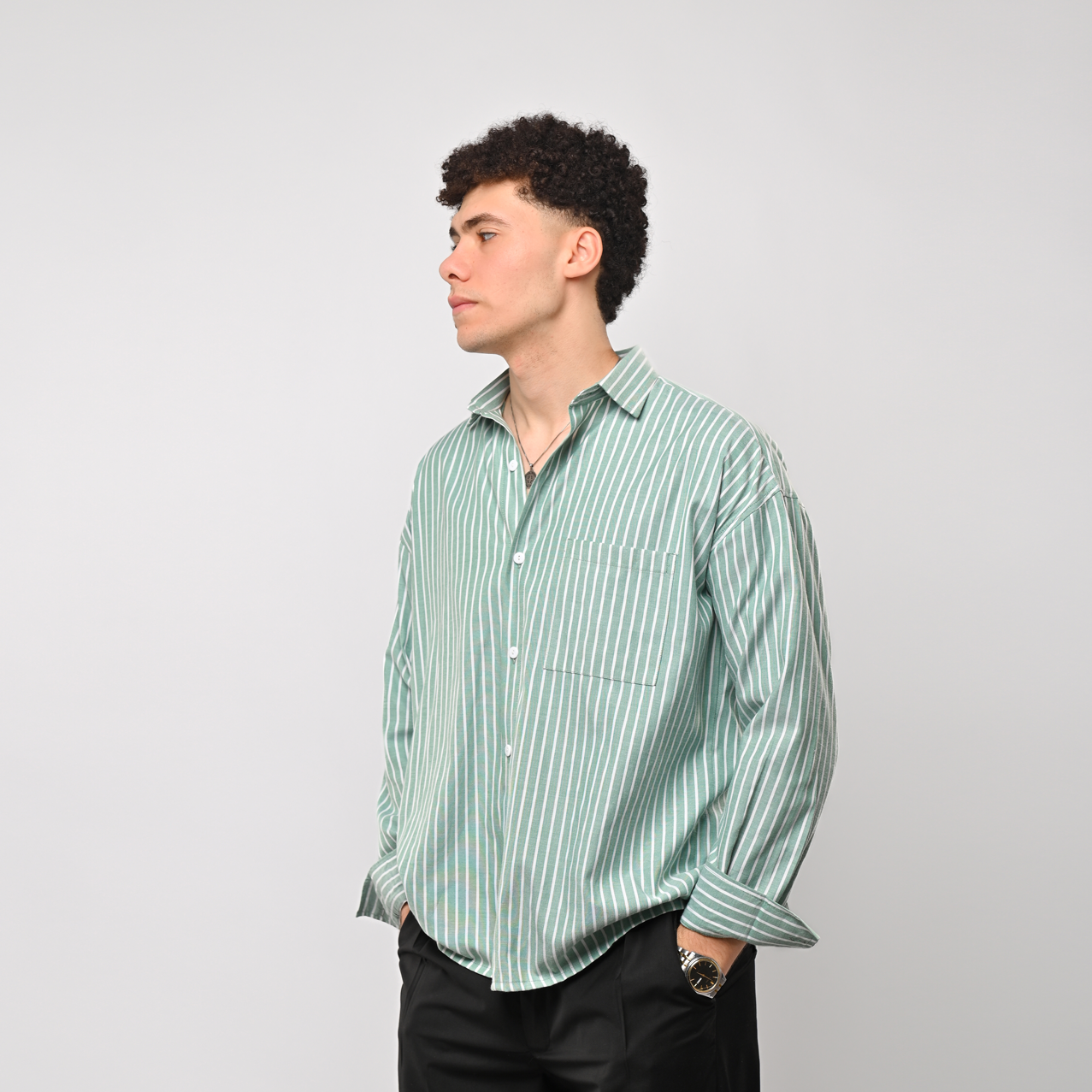 Striped mint green shirt
