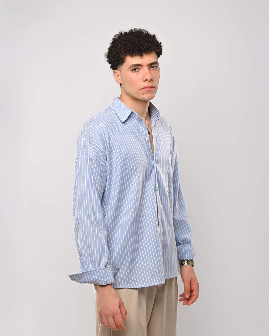 Striped baby blue shirt