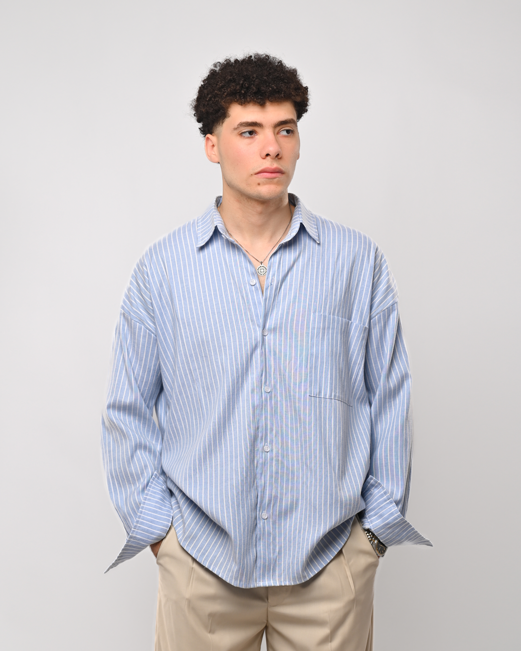 Striped baby blue shirt