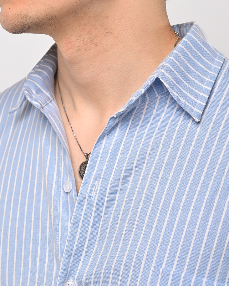 Striped baby blue shirt